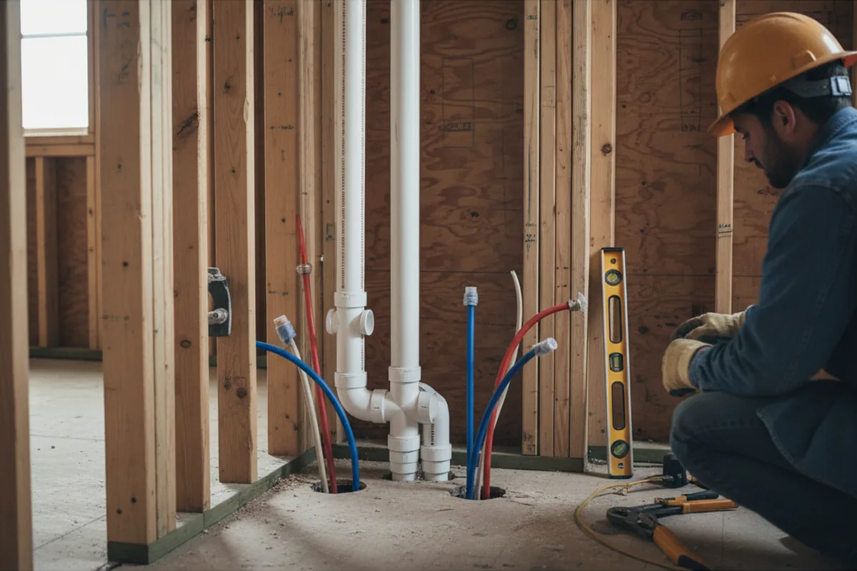 Drain and supply rough-in during Drain Cleaning in Yarmouth Port